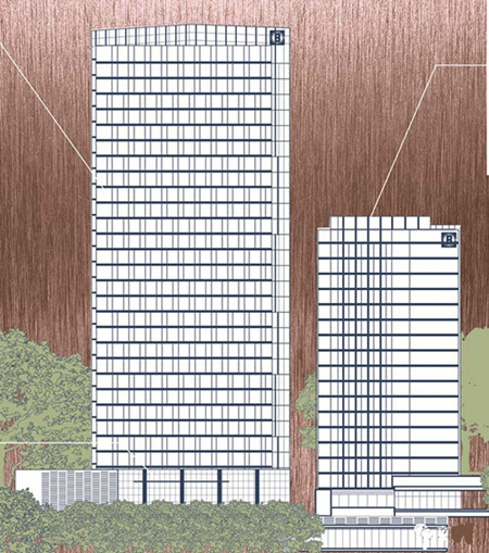 中海国际中心高楼大厦剖面图