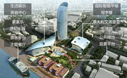 北外滩甲级写字楼，大堂高8.6米，内饰现代简约