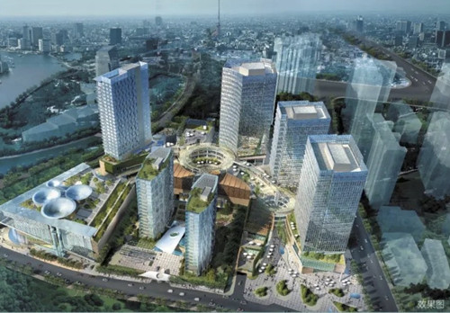 绿地海外滩中心楼盘鸟瞰效果图