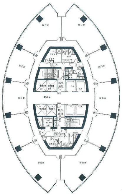 淮海中路99号办公房标准层平面图