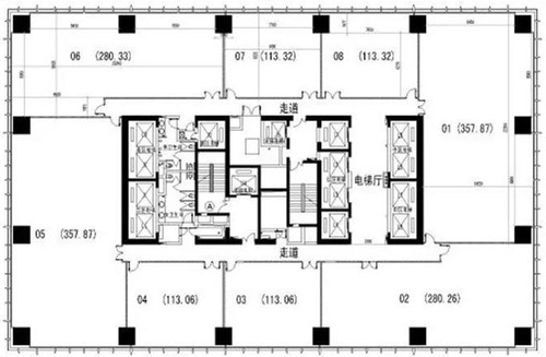 中山北路3000号商务楼平面户型图